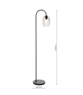 Idra Floor Lamp Matt Black and Ribbed Glass-2