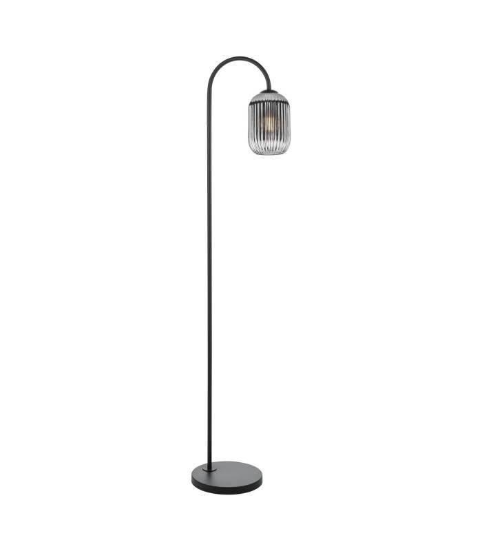 Idra Floor Lamp Matt Black and Smoked Ribbed Glass-1