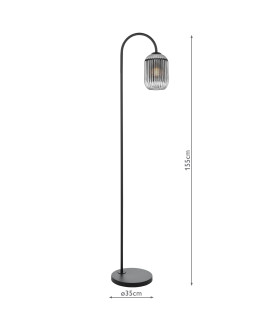 Idra Floor Lamp Matt Black and Smoked Ribbed Glass-2