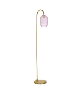 Idra Floor Lamp Aged Bronze and Pink Ribbed Glass-1