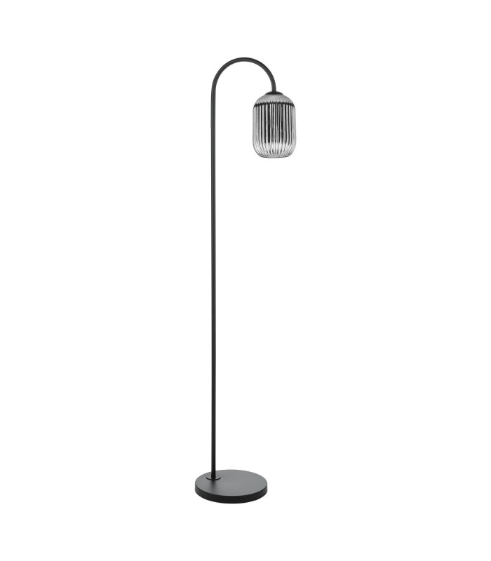 Idra Floor Lamp Matt Black and Smoked Ribbed Glass-3