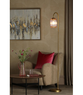 Idra Floor Lamp Aged Bronze and Pink Ribbed Glass-2