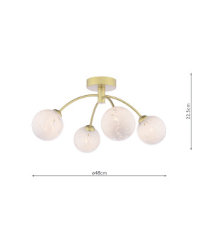 Izzy 4 Light Semi-Flush Matt Gold With White Confetti Glass-2