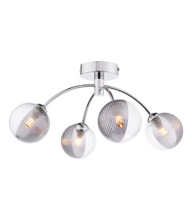 Izzy 4 Light Semi Flush Ceiling Polished Chrome With Smoked/Clear Ribbed Glass-1