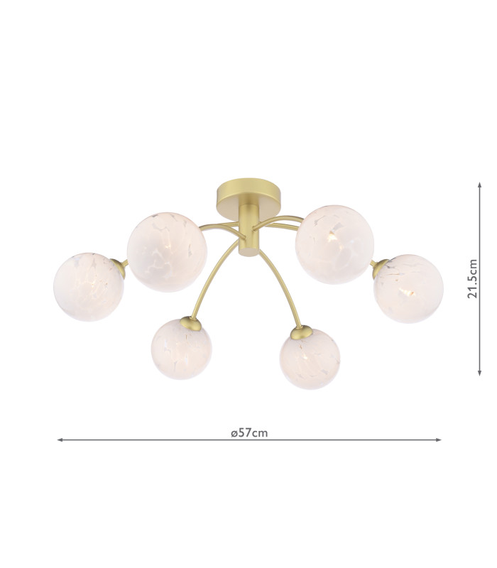 Izzy 6 Light Semi-Flush Matt Gold With White Confetti Glass-4