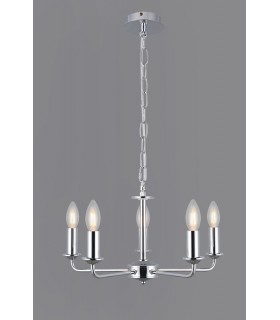 5 Light Multi Arm Ceiling Pendant without Shade, c, w 2m Chain, E14 Polished Chrome - 2