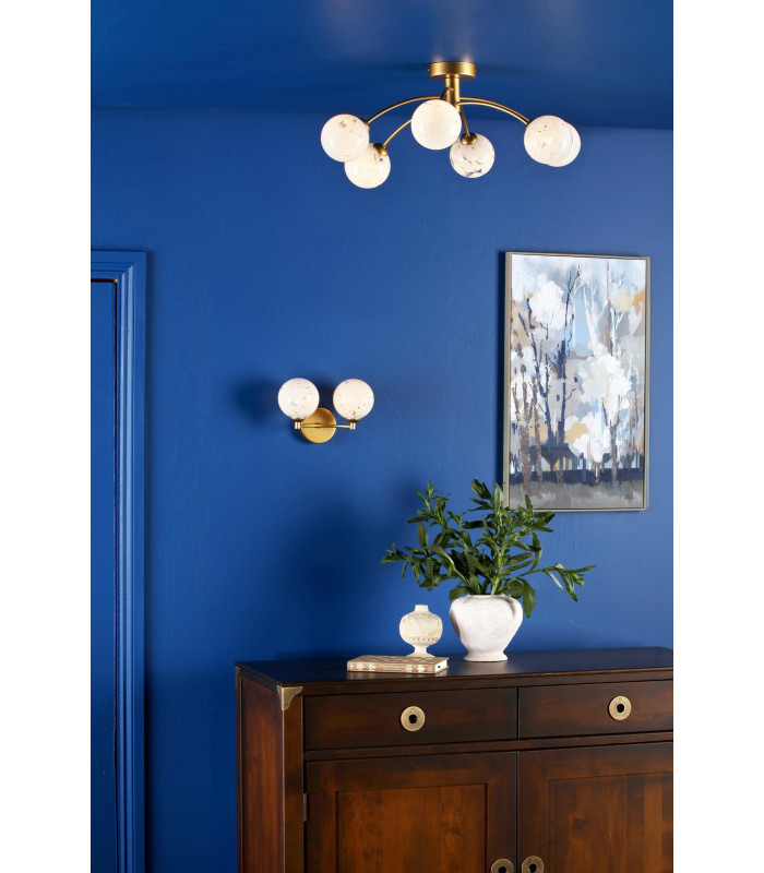 Izzy Wall Light Matt Gold With White Confetti Glass-2