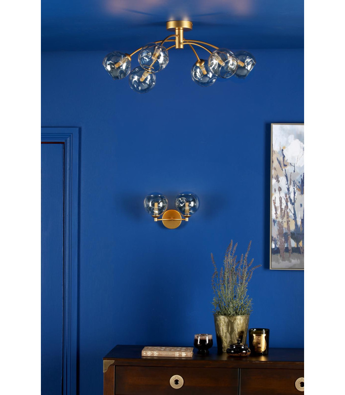 Izzy Wall Light Matt Gold With Organic Amber Glass-3