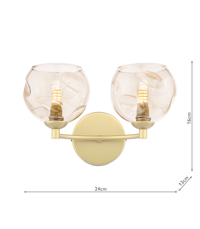 Izzy Wall Light Matt Gold With Organic Amber Glass-4
