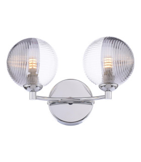 Izzy Wall Light Polished Chrome With Smoked/Clear Ribbed Glass-1