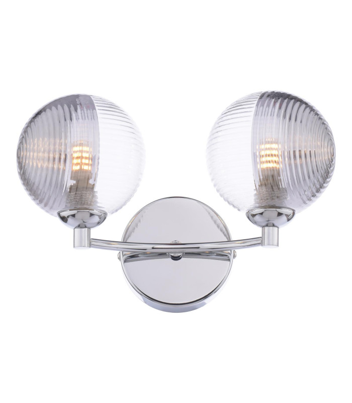 Izzy Wall Light Polished Chrome With Smoked/Clear Ribbed Glass-1