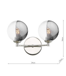 Izzy Wall Light Polished Chrome With Smoked/Clear Ribbed Glass-2