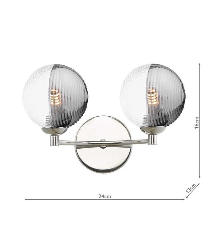 Izzy Wall Light Polished Chrome With Smoked/Clear Ribbed Glass-2