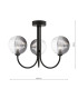 Jared 3 Light Semi Flush Ceiling Matt Black With Smoked/Clear Ribbed Glass-2