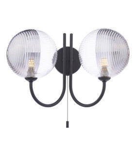 Jared Wall Light Matt Black With Smoked/Clear Ribbed Glass-1