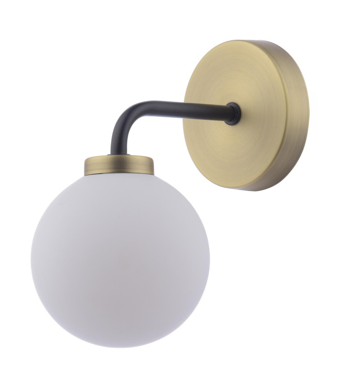 Lainey Wall Light Matt Black and Antique Brass With Opal Glass-3