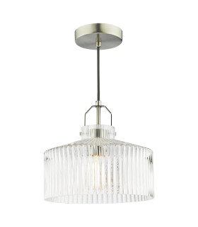 Lenka Ceiling Pendant Satin Nickel and Ribbed Glass-1