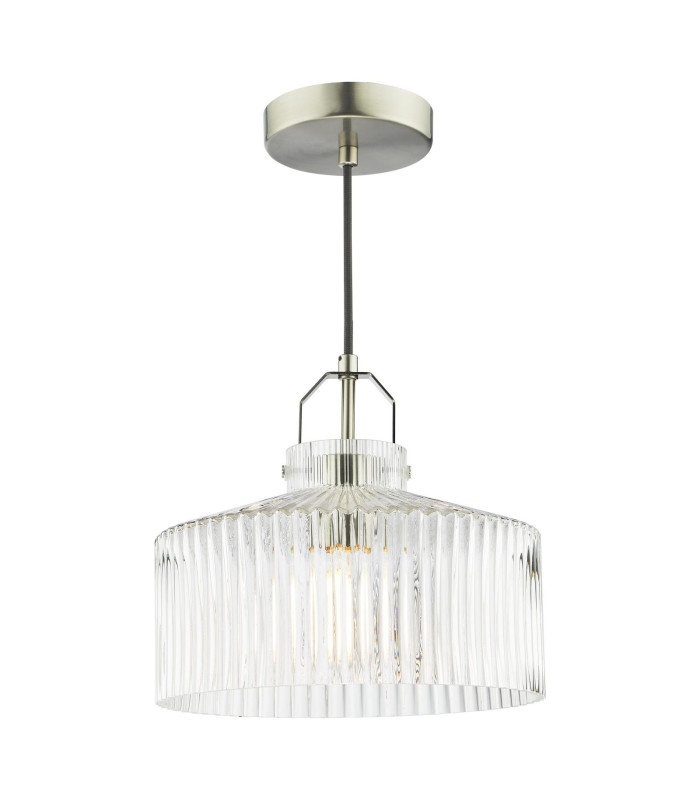 Lenka Ceiling Pendant Satin Nickel and Ribbed Glass-1