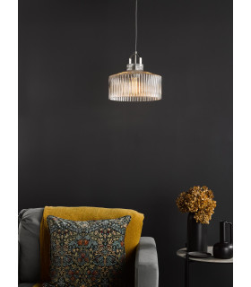 Lenka Ceiling Pendant Satin Nickel and Ribbed Glass-2