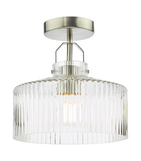 Lenka Semi-Flush Satin Nickel and Ribbed Glass-1