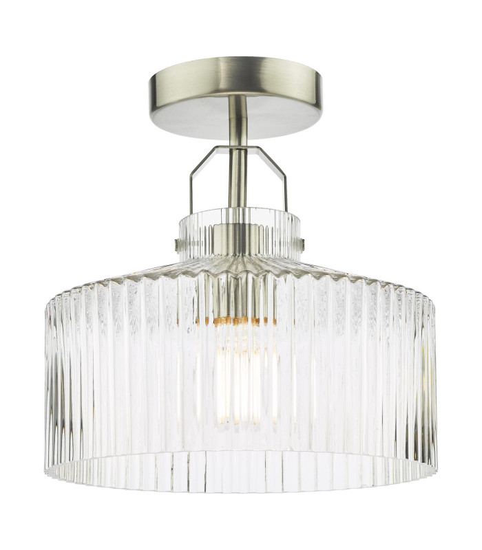 Lenka Semi-Flush Satin Nickel and Ribbed Glass-1