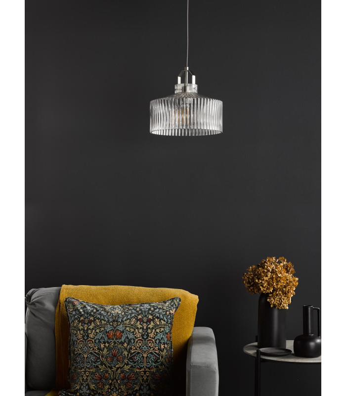 Lenka Ceiling Pendant Satin Nickel and Ribbed Glass-3