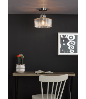 Lenka Semi-Flush Satin Nickel and Ribbed Glass-2
