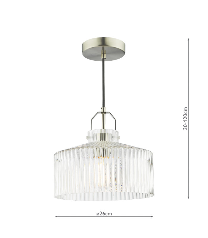 Lenka Ceiling Pendant Satin Nickel and Ribbed Glass-4