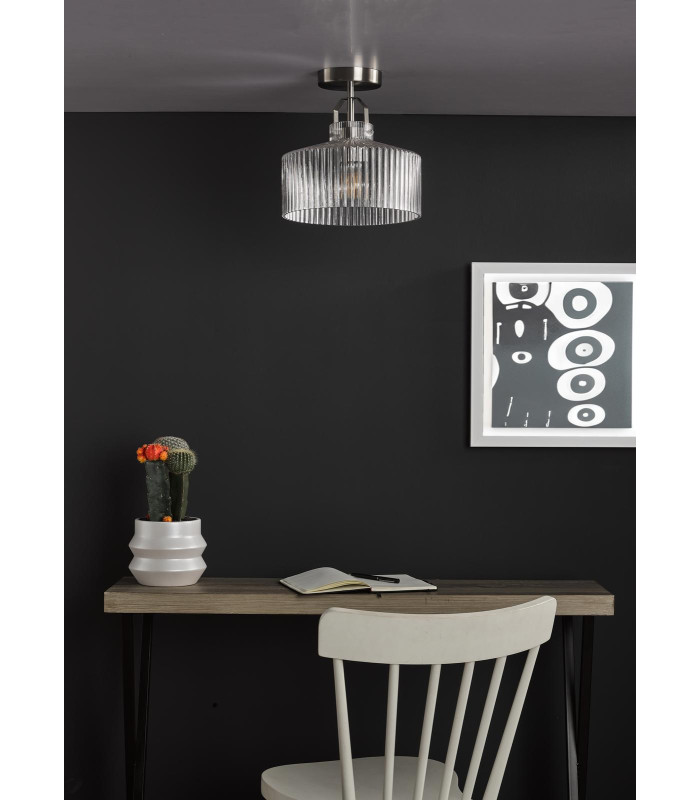 Lenka Semi-Flush Satin Nickel and Ribbed Glass-3