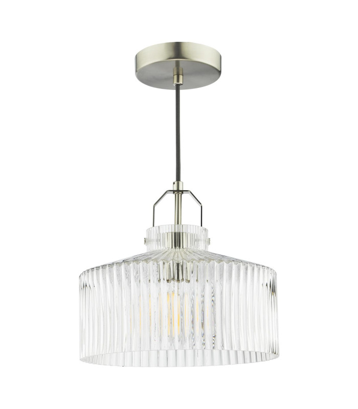 Lenka Ceiling Pendant Satin Nickel and Ribbed Glass-5