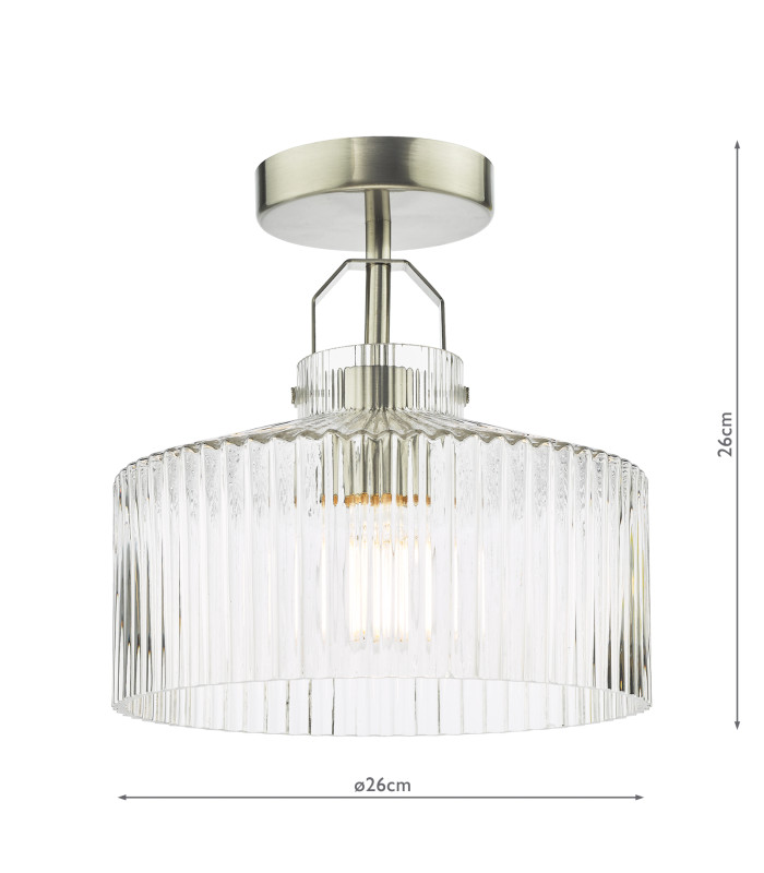 Lenka Semi-Flush Satin Nickel and Ribbed Glass-4