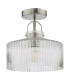 Lenka Semi-Flush Satin Nickel and Ribbed Glass-5