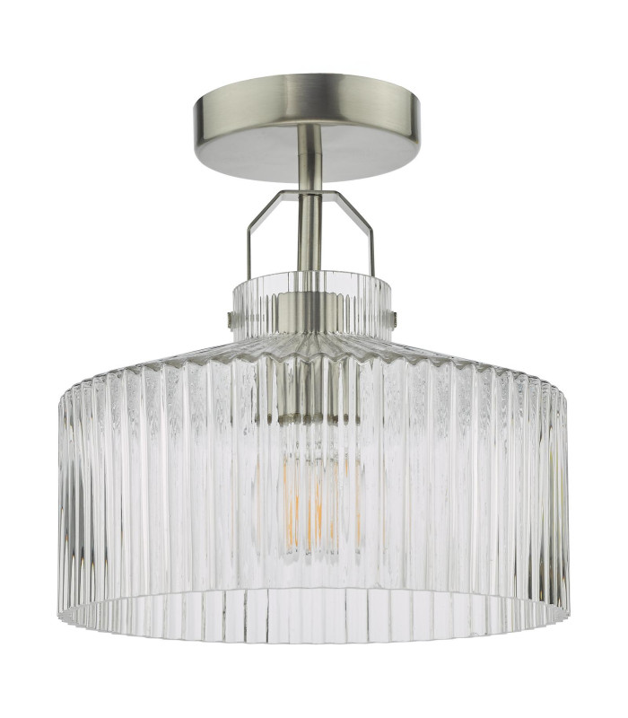 Lenka Semi-Flush Satin Nickel and Ribbed Glass-5