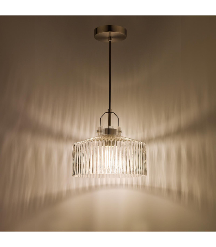 Lenka Ceiling Pendant Satin Nickel and Ribbed Glass-7