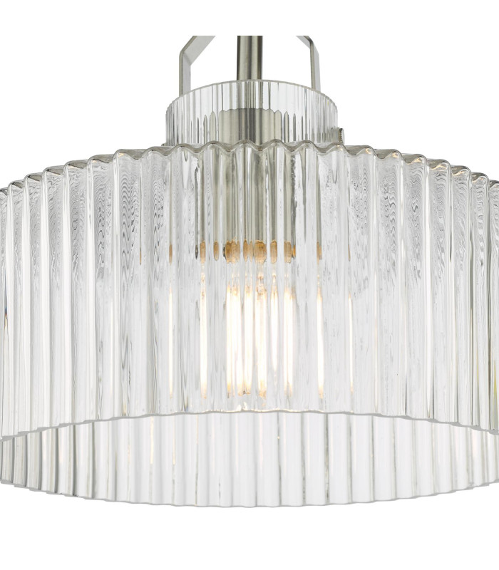 Lenka Semi-Flush Satin Nickel and Ribbed Glass-6