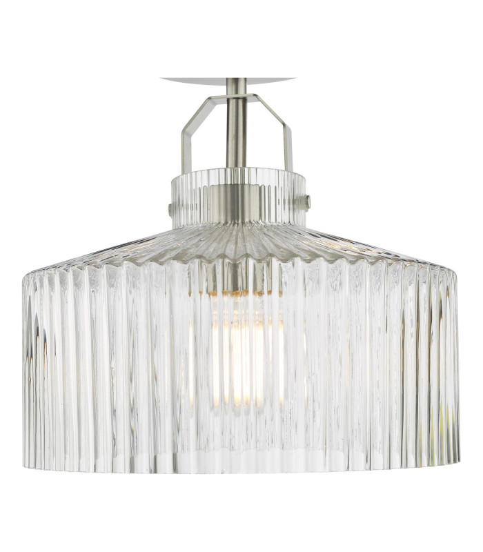 Lenka Semi-Flush Satin Nickel and Ribbed Glass-7