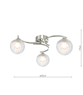 Nakita 3 Light Semi Flush Ceiling Polished Chrome With Clear/Opal Glass-2