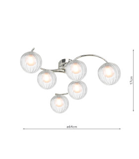 Nakita 6 Light Semi Flush Ceiling Polished Chrome With Clear/Opal Glass-2