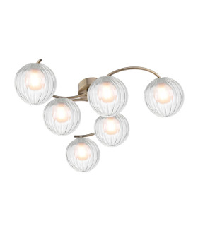 Nakita 6 Light Semi Flush Ceiling Antique Brass With Clear/Opal Glass-1