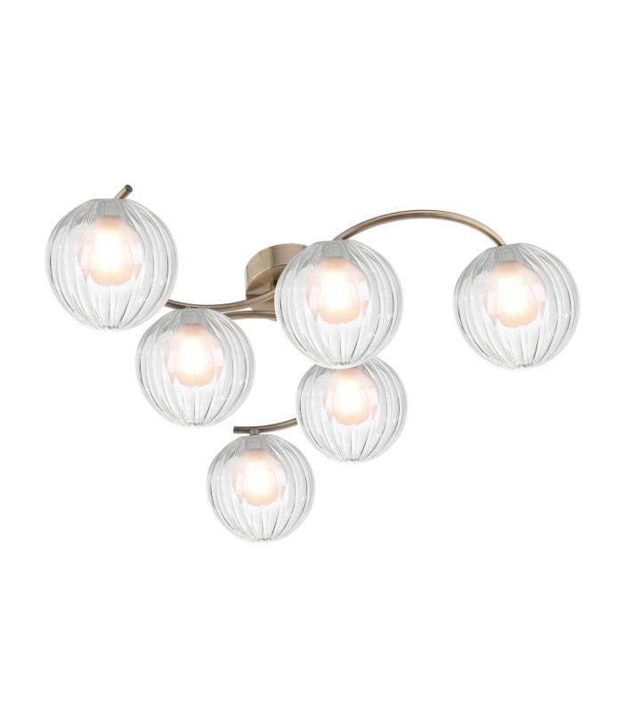 Nakita 6 Light Semi Flush Ceiling Antique Brass With Clear/Opal Glass-1