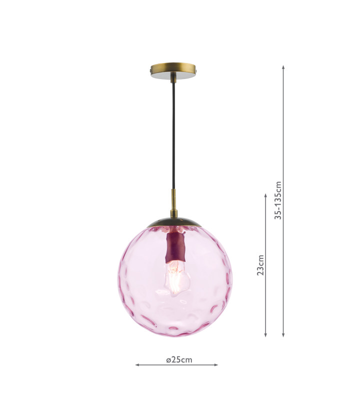 Ripple Ceiling Pendant Bronze and Pink Glass-4