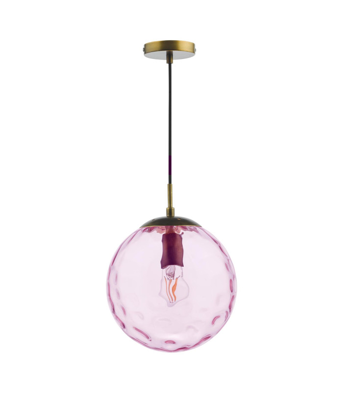 Ripple Ceiling Pendant Bronze and Pink Glass-5