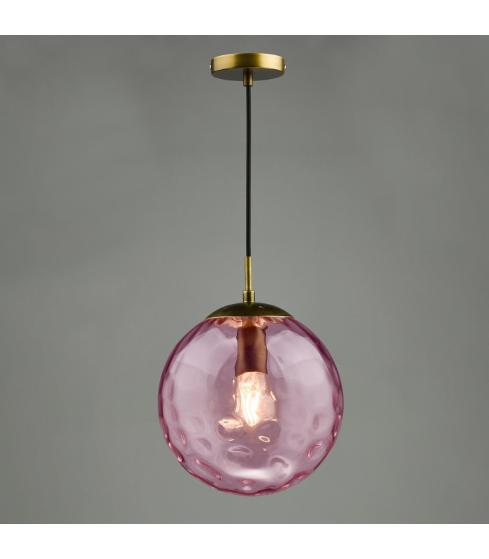Ripple Ceiling Pendant Bronze and Pink Glass-6