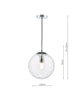 Ripple Ceiling Pendant Polished Chrome & Clear Glass-2
