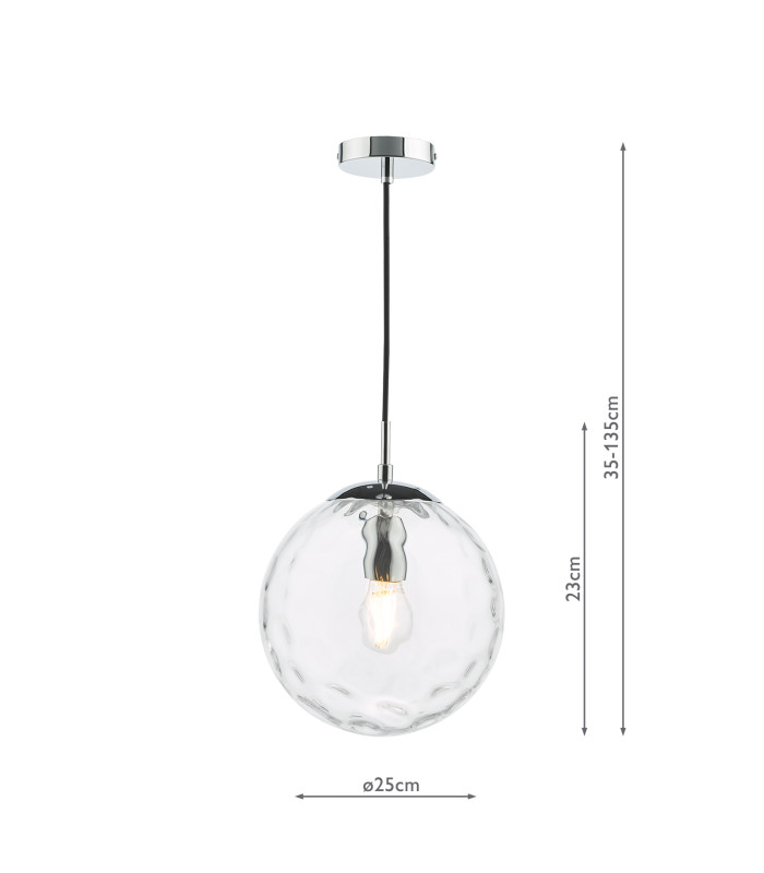 Ripple Ceiling Pendant Polished Chrome & Clear Glass-2