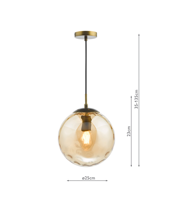 Ripple Ceiling Pendant Bronze and Champagne Glass-4