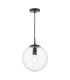 Ripple Ceiling Pendant Matt Black & Clear Glass-1