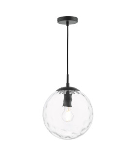 Ripple Ceiling Pendant Matt Black & Clear Glass-1
