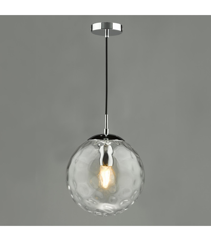 Ripple Ceiling Pendant Polished Chrome & Clear Glass-4