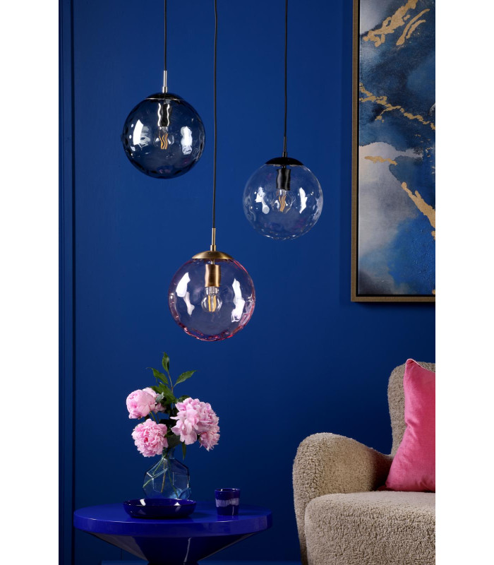 Ripple Ceiling Pendant Matt Black & Clear Glass-3